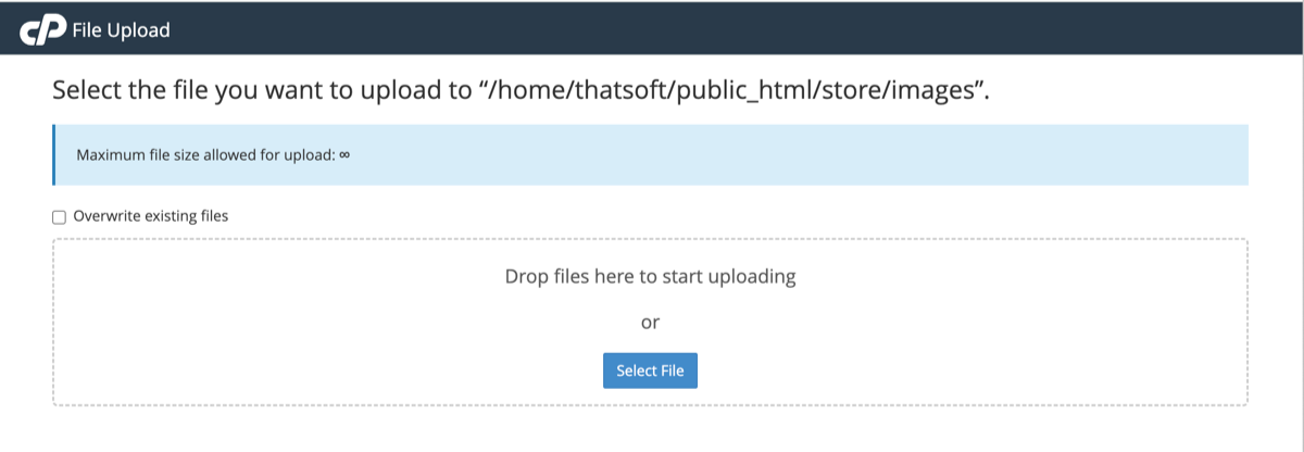 File Manager Upload page