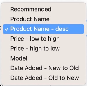 Listing Page Sort Order Dropdown