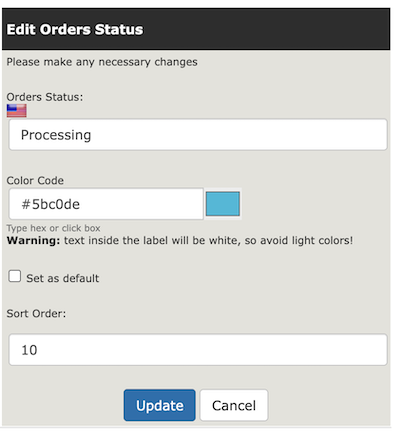 Order status color coding