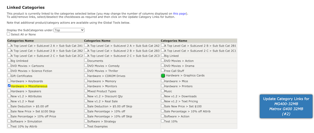 P2C set linked categories